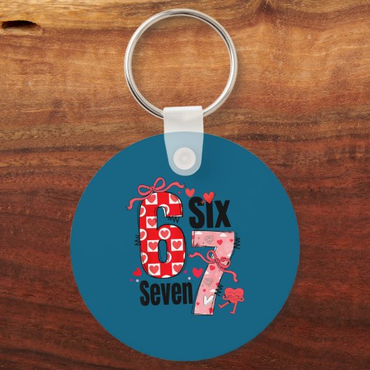 6 7 Valentine Six Seven Meme Coquette Bow Hearts  Sleutelhanger (Voorkant)