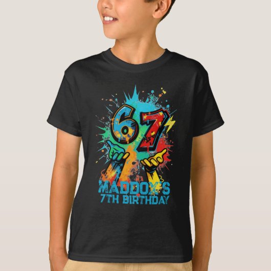 6-7 Verjaardag T-shirt Zes Zeven (Voorkant)