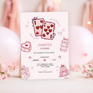 6 7 Verjaardag voor Meisjes, Roze Zes Zeven Kinder Kaart