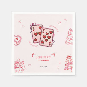6 7 Verjaardag voor Meisjes, Roze Zes Zeven Kinder Servet