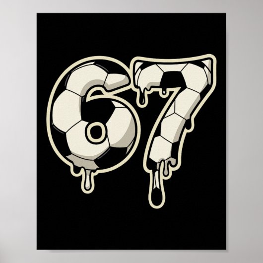 6 7 Voetbal Byll Drip Grafisch Zes Zeven Meme Poster (Voorkant)