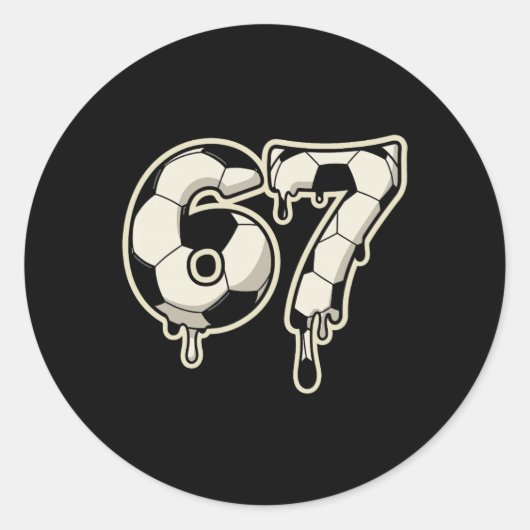 6 7 Voetbal Ll Drip Grafisch Six Seven Meme Ronde Sticker (Voorkant)
