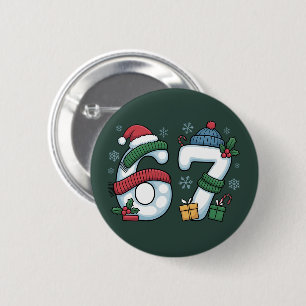 6 7 Zes Zeven Gen Z Alpha Meme Slang Kerst Sneeuwm Ronde Button 5,7 Cm