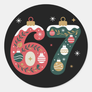 6 7 Zes Zeven Gen Z Alpha Meme Slang Kerstballen Ronde Sticker