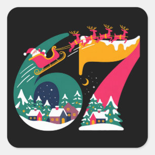 6 7 Zes Zeven Gen Z Alpha Meme Slang Kerstmis Kers Vierkante Sticker