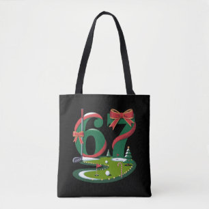 6 7 Zes Zeven Golf Gen Z Alpha Meme Kerst Golfen Tote Bag