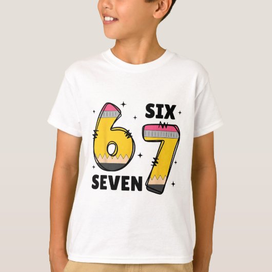 6 7 Zes Zeven Grappig 67 Leraar  T-shirt (Voorkant)