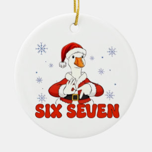 6 7 Zes Zeven Hand Gen Z Alpha Gans Kerstmis Keramisch Ornament