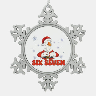 6 7 Zes Zeven Hand Gen Z Alpha Gans Kerstmis Tin Sneeuwvlok Ornament