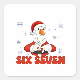 6 7 Zes Zeven Hand Gen Z Alpha Gans Kerstmis Vierkante Sticker