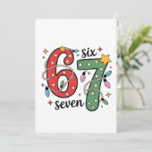 6 7 Zes Zeven Hand Gen Z Alpha Meme Slang Kerstmis Bedankkaart (Staand voorkant)