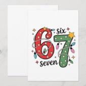 6 7 Zes Zeven Hand Gen Z Alpha Meme Slang Kerstmis Bedankkaart (Voorkant / Achterkant)