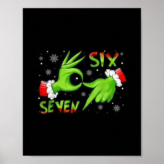 6 7 Zes Zeven Hand Gen Z Alpha Meme Slang Kerstmis Poster (Voorkant)