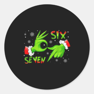 6 7 Zes Zeven Hand Gen Z Alpha Meme Slang Kerstmis Ronde Sticker