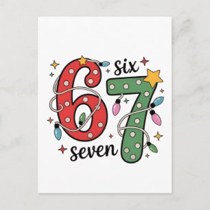 6 7 Zes Zeven Hand Gen Z Alpha Meme Slang Kerstmis Uitnodiging Briefkaart