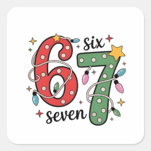6 7 Zes Zeven Hand Gen Z Alpha Meme Slang Kerstmis Vierkante Sticker