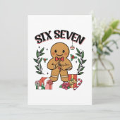 6 7 Zes Zeven Hand Gen Z Alpha Peperkoek Meme  Feestdagenkaart (Staand voorkant)