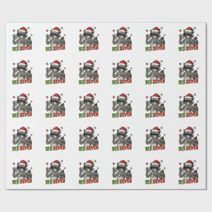  6 7 Zes Zeven Hand Gen Z Alpha Wasbeer Kerstmis Cadeaupapier