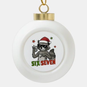 6 7 Zes Zeven Hand Gen Z Alpha Wasbeer Kerstmis Keramische Bal Ornament