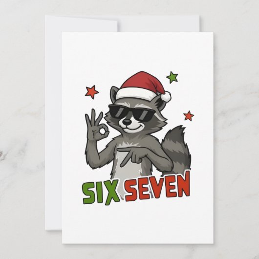 6 7 Zes Zeven Hand Gen Z Alpha Wasbeer Kerstmis Save The Date (Voorkant)