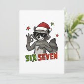 6 7 Zes Zeven Hand Gen Z Alpha Wasbeer Kerstmis Save The Date (Staand voorkant)