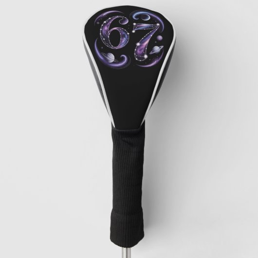 6 7 Zes Zeven Kosmische Astrologie Gen Z Alpha Mem Golfheadcover (Voorkant)