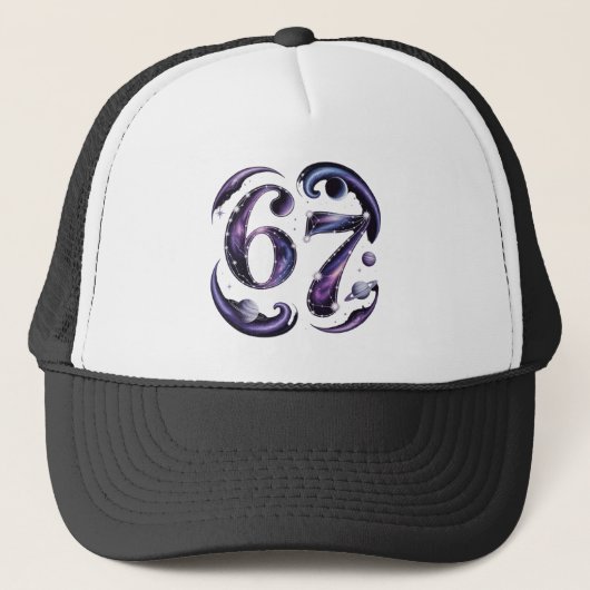 6 7 Zes Zeven Kosmische Astrologie Gen Z Alpha Mem Trucker Pet (Voorkant)