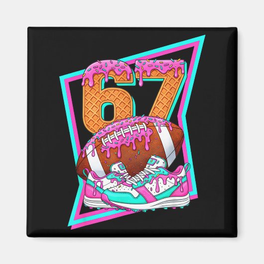 6 7 Zes Zeven Meme Amerikaans Voetbal Drip Nummer Magneet (Voorkant)