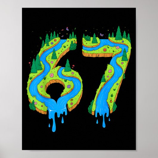 6 7 zes zeven natuur landschap rivier bomen aarde poster (Voorkant)