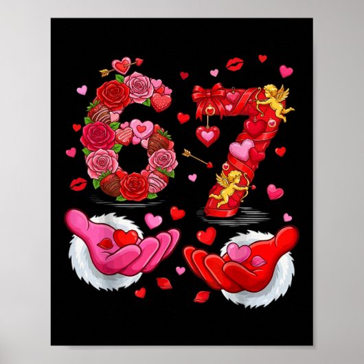 6 7 Zes Zeven Valentijnsharten Kinderen Jongens Me Poster (Voorkant)