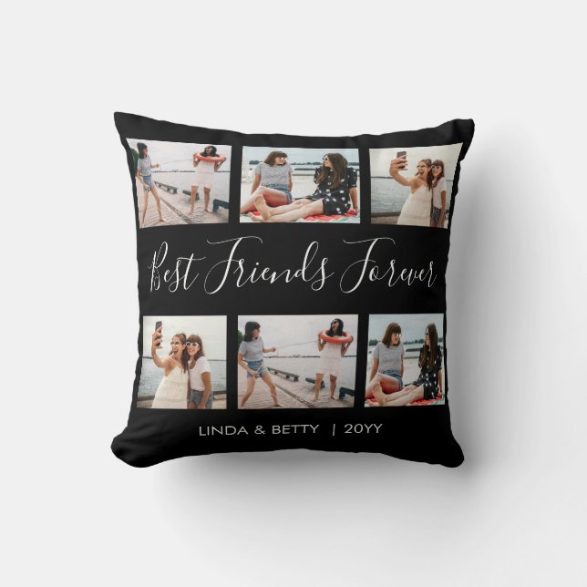 6 Aangepast fotoverzamelscript Beste vrienden Fore Kussen (Voorkant)