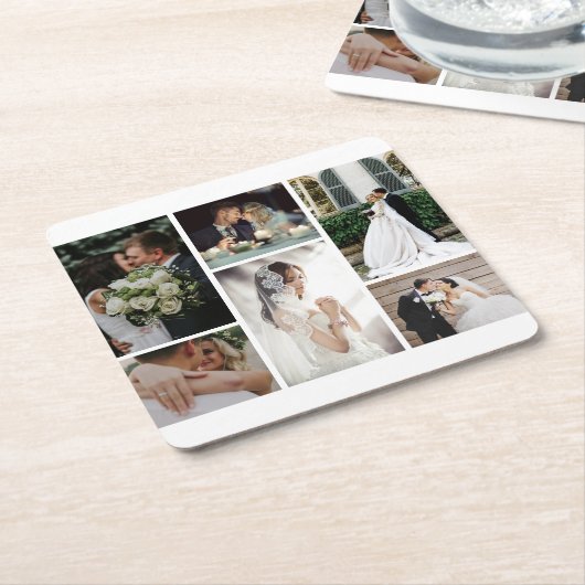6 Aangepaste fotocollage favoriete momenten Kartonnen Onderzetters (Schuin)