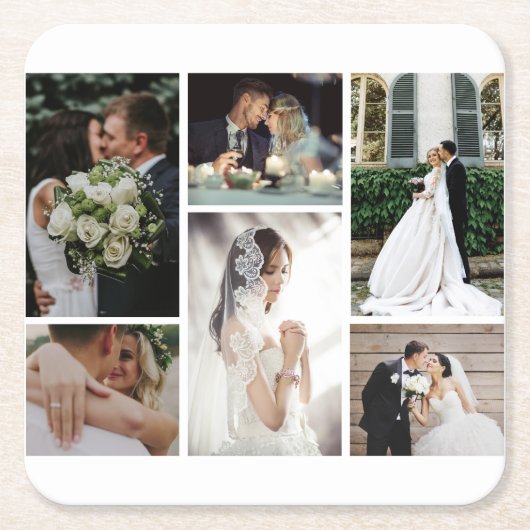 6 Aangepaste fotocollage favoriete momenten Kartonnen Onderzetters (Voorkant)