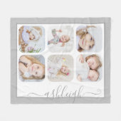 6 Aangepaste kleur voor Photo Collage Script Name Fleece Deken (Voorkant (Horizontaal))