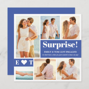 6 Aankondiging van Photo Collage Blue Verloving