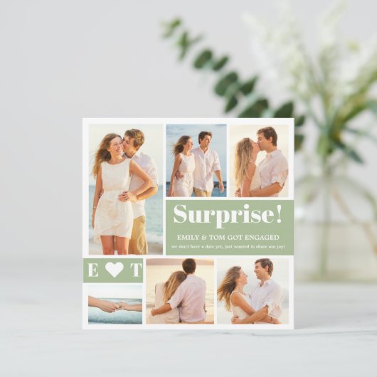 6 Aankondiging van Photo Collage Sage Green Verlov (Staand voorkant)