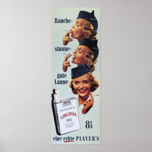 6 American Cigaretes Tobacco Poster