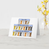 6 april Cartoon katten met banners Kaart (Gele Bloem)