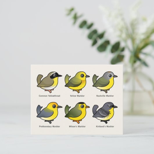 6 Baarbare Warblers Briefkaart (Staand voorkant)
