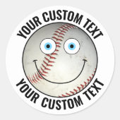 6 Baseball Gepersonaliseerde Tekst Custom Happy Fa Ronde Sticker (Voorkant)
