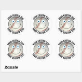 6 Baseball Gepersonaliseerde Tekst Custom Happy Fa Ronde Sticker (Vel)