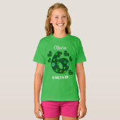6 Birthday Girl Shamrock Number Custom Name V18A T-shirt (Voorkant volledig)