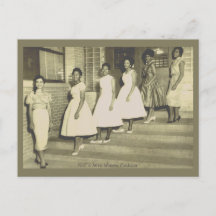 6 Black Beauties Terug 1950's Mode Briefkaart