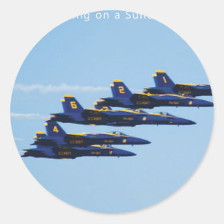  6 Blue Angels Soaring in Sky Ronde Sticker