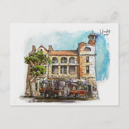 6: Brandweerkazerne Briefkaart (Voorkant)