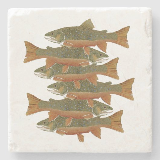 6 Brook forel op een Onderzetter (Voorkant)