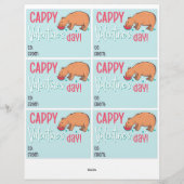 6 Capybara Kinder Klaslokaal Valentijnsdag Kaarten Briefhoofd (Achterkant)