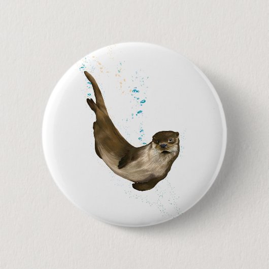 6 cm rondzwemmen Otter Badge Ronde Button 5,7 Cm (Voorkant)