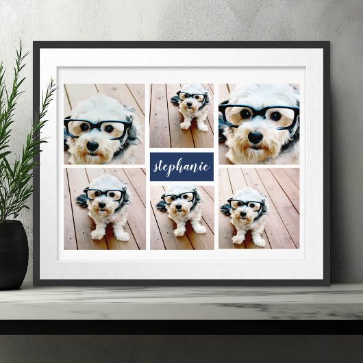 6 Collage Naam Minimalist - Kan kleur bewerken Foto Afdruk