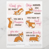 6 Corgi Dog Kinder klaslokaal Valentijnsdag Kaarte Briefhoofd (Voorkant)
